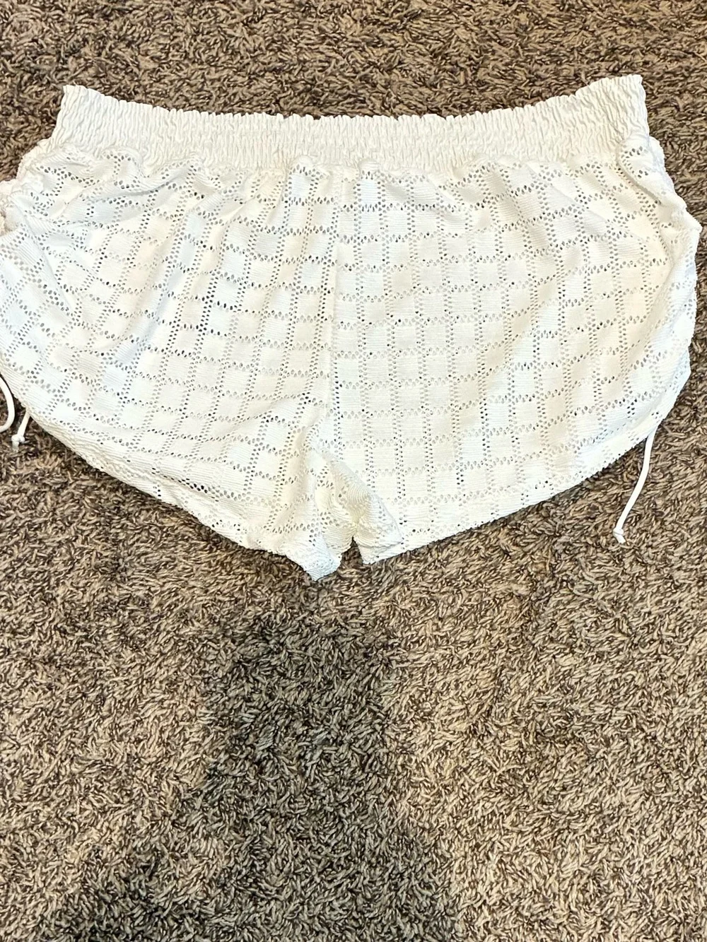No Boundaries White Crochet Bathing Suit Coverup Shorts Size XL